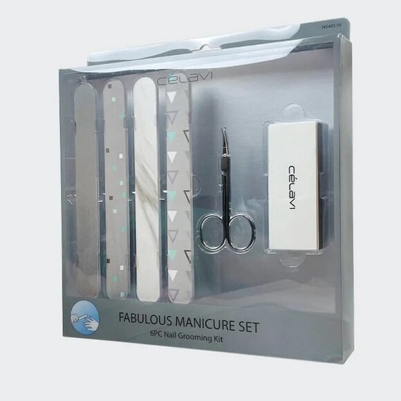 NEW Celavi Fabulous Manicure Set 6PC Nail Grooming Kit Nail Files Buffer Scissor - Picture 3 of 5